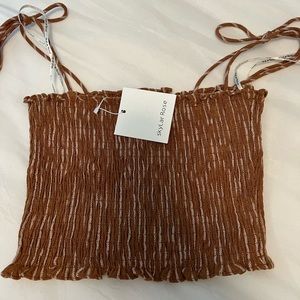 Lulu’s smocked crop top with tie shoulders